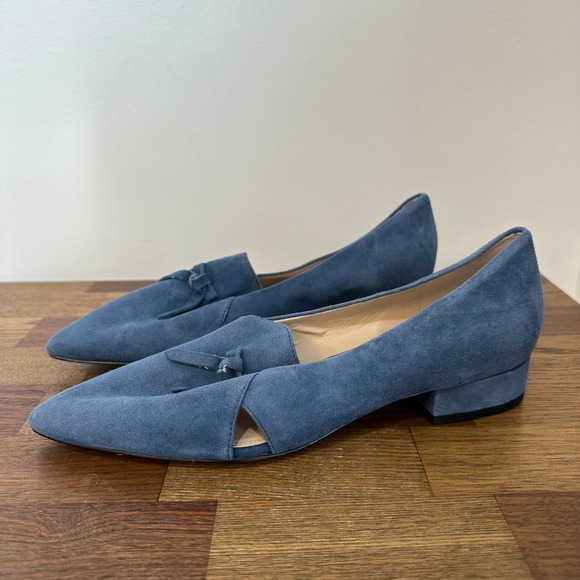 Cole Haan Shoes - Cole Haan Womens Viola Skimmer Shoe 8 Blue Suede Point Toe Heel Loafer Flat